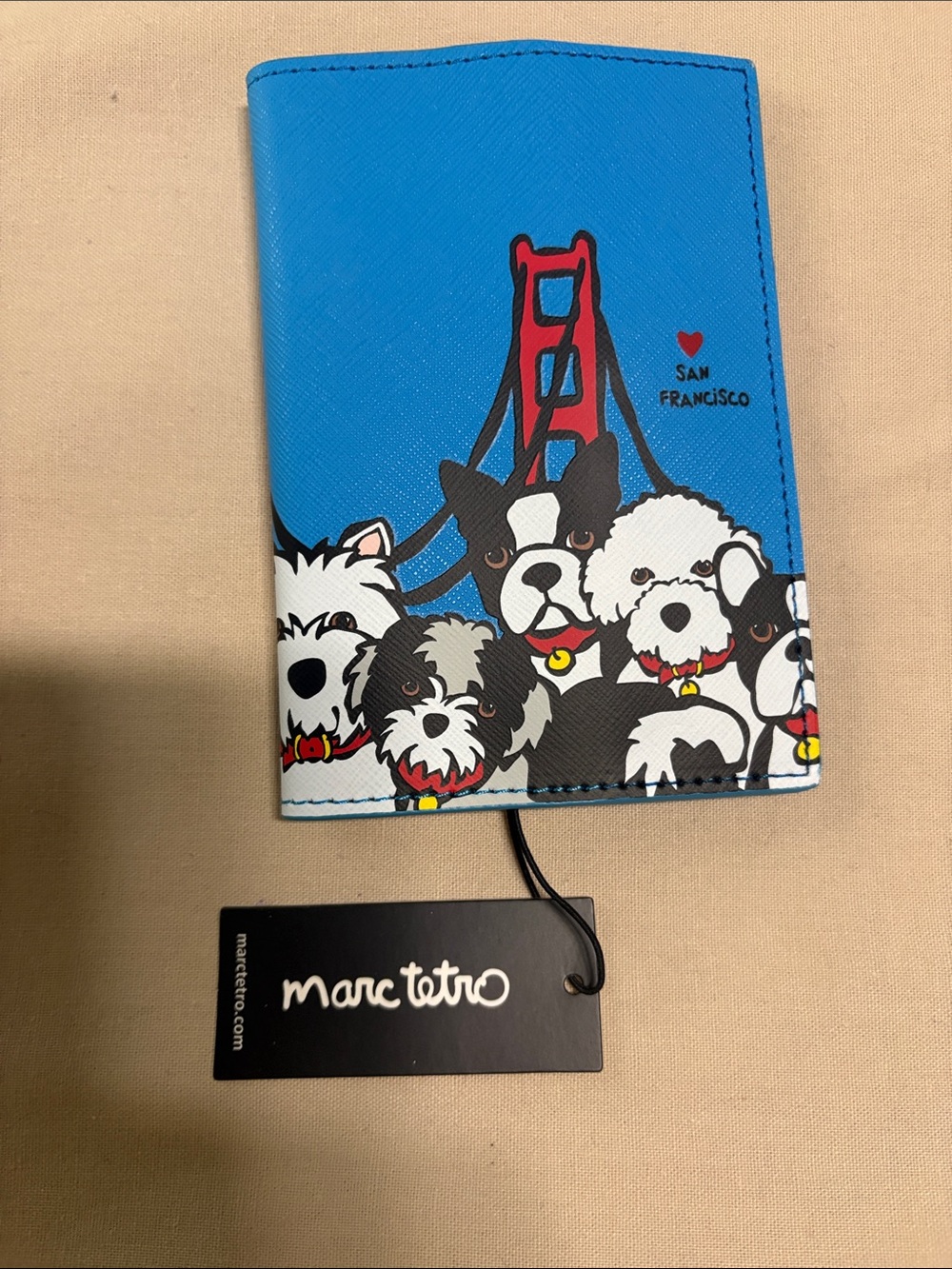Marc Tetro Blue San Francisco Dog Print Passport Cover